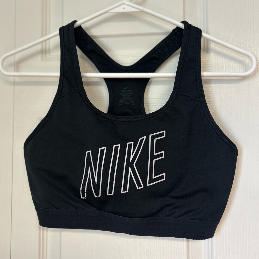 Nike Dri-Fit Black Graphic Racerback Sports Bra